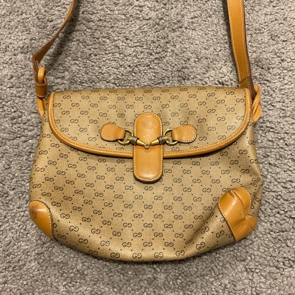 GUCCI VINTAGE GUCCISIMA MICRO GG HORSEBIT FLAP CROSSBODY PURSE TOTE BAG Y2K - Picture 1 of 12